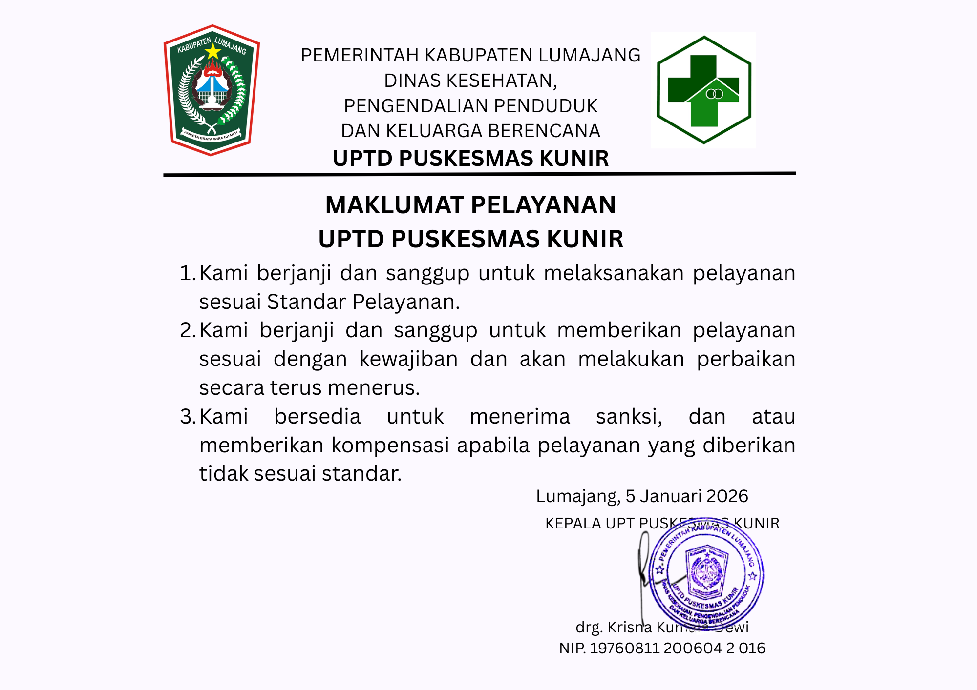 MAKLUMAT PELAYANAN